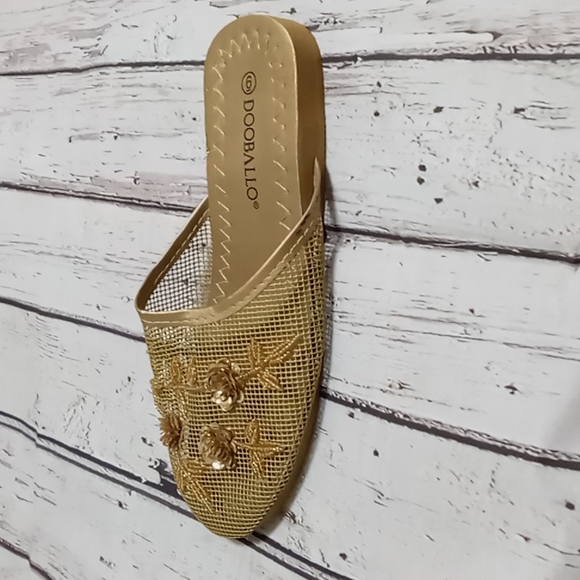 DOOBallO Mesh Beads house slippers size 6 gold - Picture 8 of 8